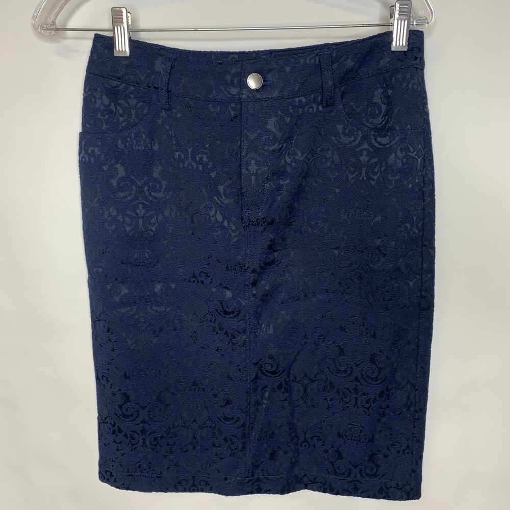 Blue Jacquard Woven Skirt Sz Small 28" Waist